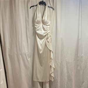 Elegant Cream Halter Dress